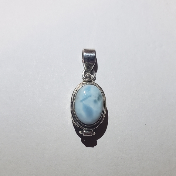 Larimar Poison Box Pendant Necklace - Picture 5 of 12
